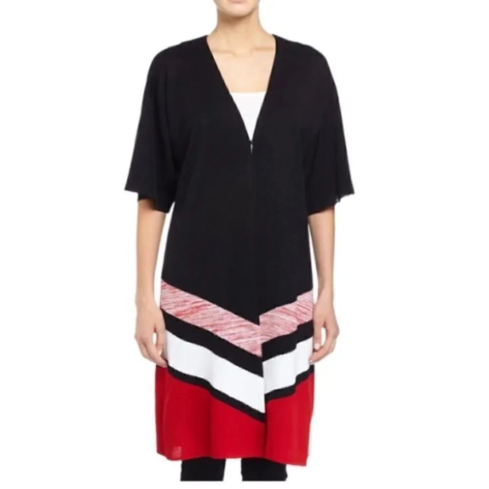 NWT Misook Black Knit Duster Cardigan Sweater Top Size M